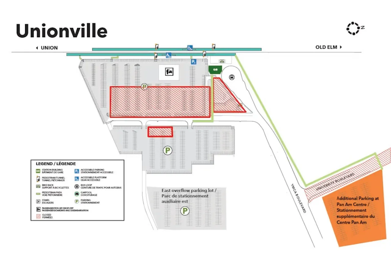 Map of plans for Unionville Go parking lot construction.