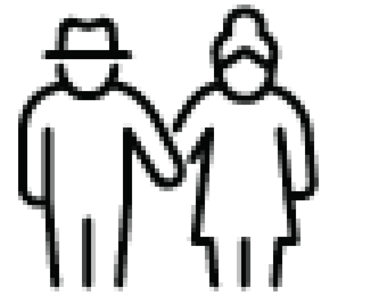 Icon of elderly couple holding hands.