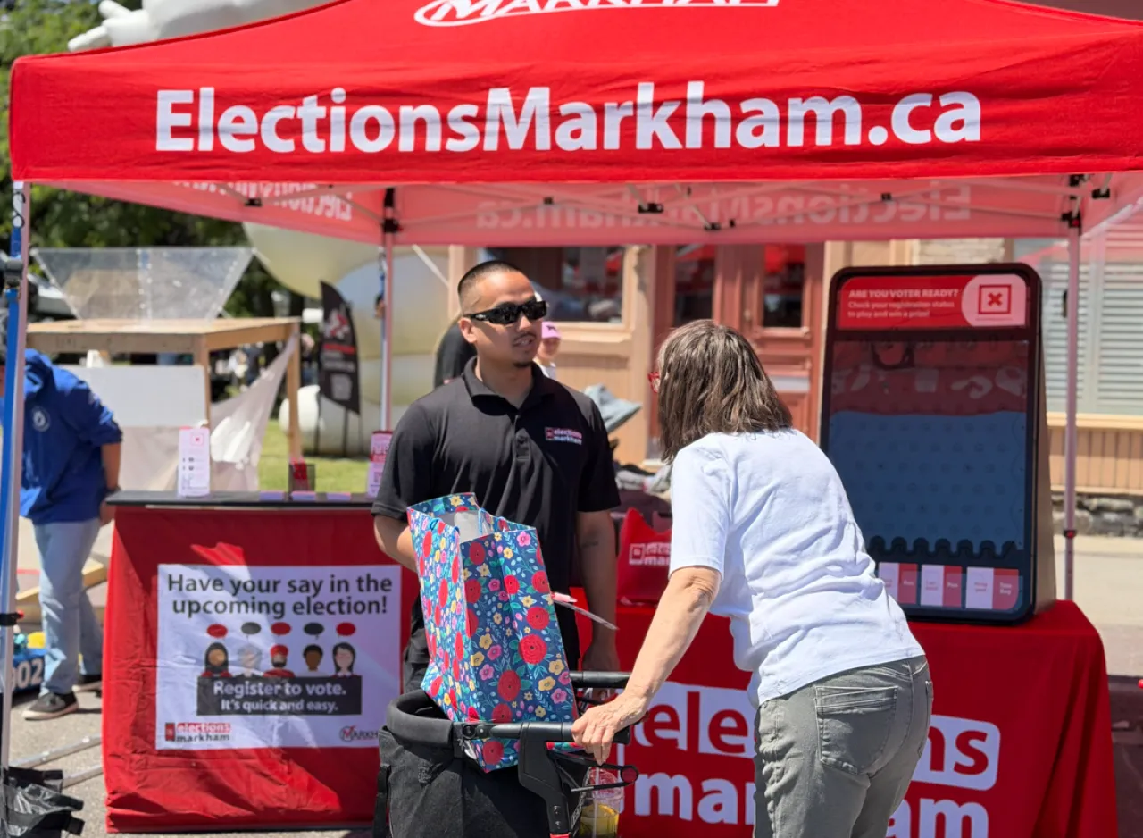 Elections booth at Markham village music festival