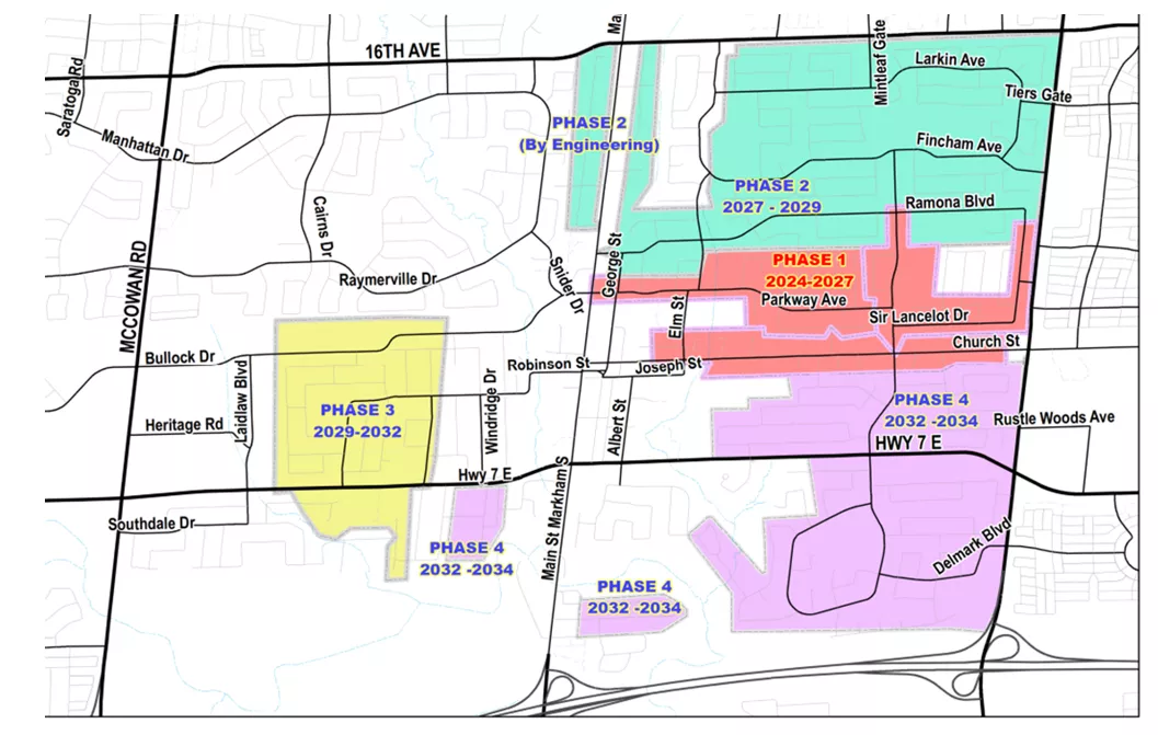 Markham Village four Phases location map