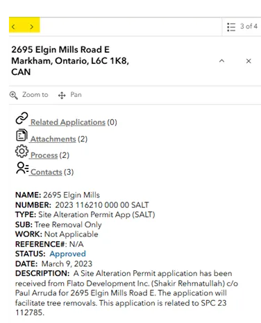 Screenshot of Mappit application. Highlight over left and right browsing buttons on the top left.