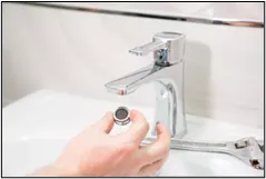 Removed aerator from sink faucet