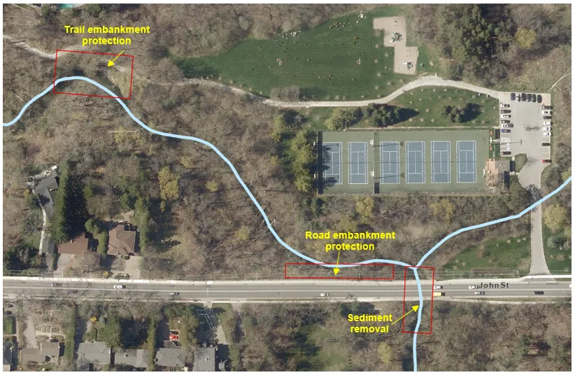 Location Map for Pomona Mills Erosion Restoration Projects
