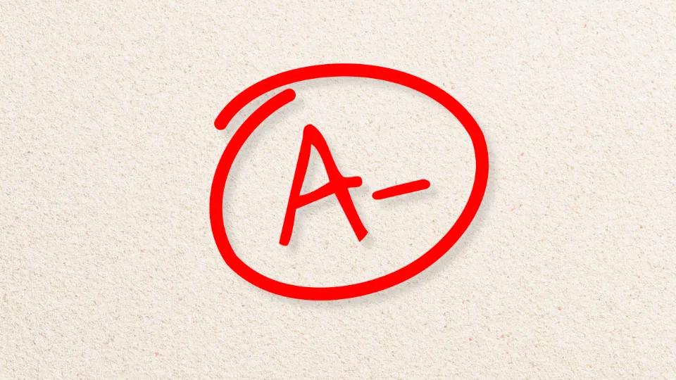 An A minus letter grade.
